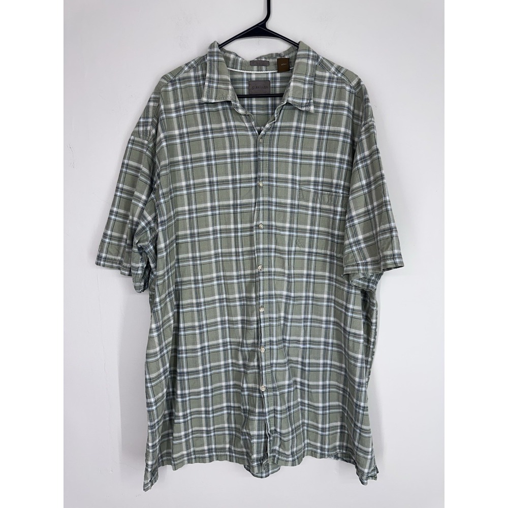 Sunwashed Shirt Men 3XL TALL 3XLT Plaid Button Up Short Sleeve St Johns Bay
